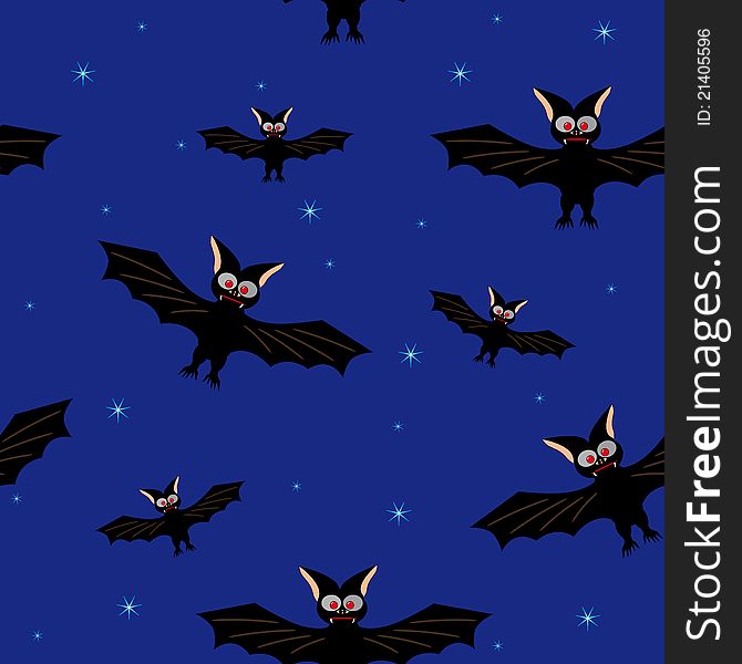Bat in a dark blue sky - vector illustration