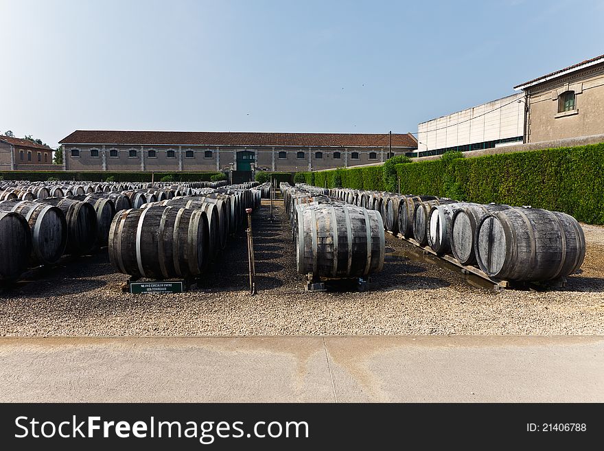 Wine barrels with vermuth, France