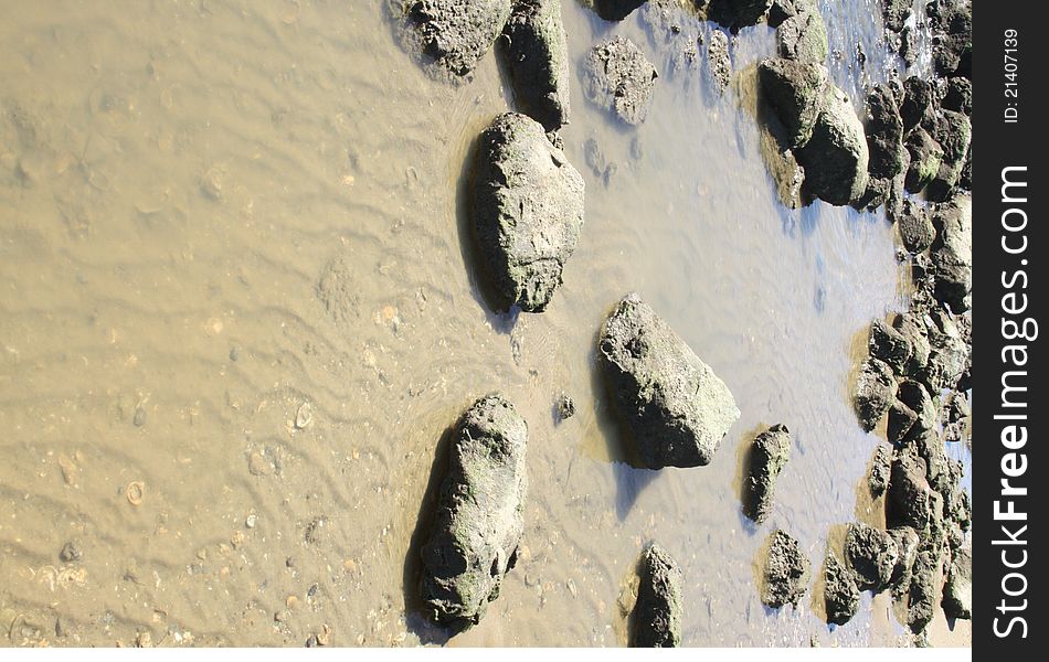 Rocks in pool of water from the sea.