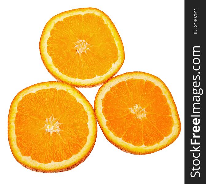 Orange slices isolated over white background. Orange slices isolated over white background.