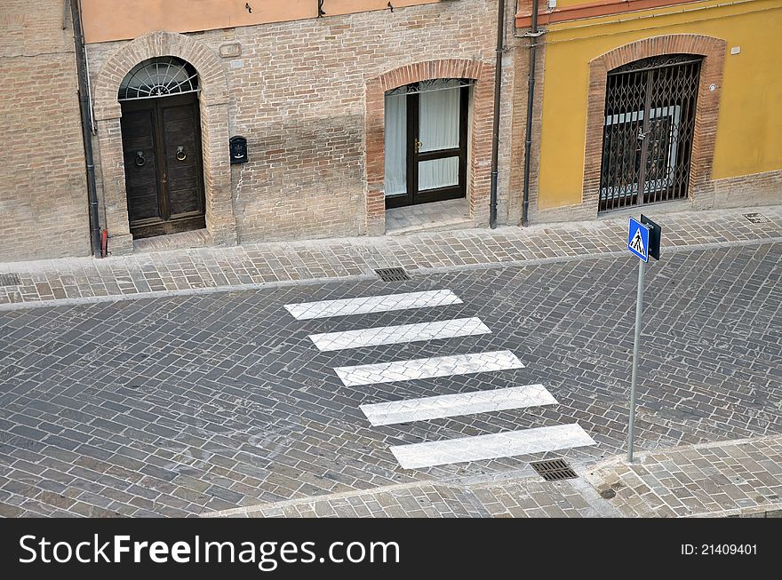 Crossing place for pedestrian in the city center. Crossing place for pedestrian in the city center