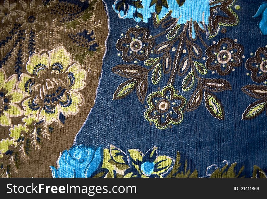 Blue floral texture fabric