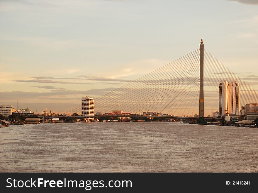 Rama 8th  bridge across the Chao Phraya River, Bangkok Thailand. Rama 8th  bridge across the Chao Phraya River, Bangkok Thailand