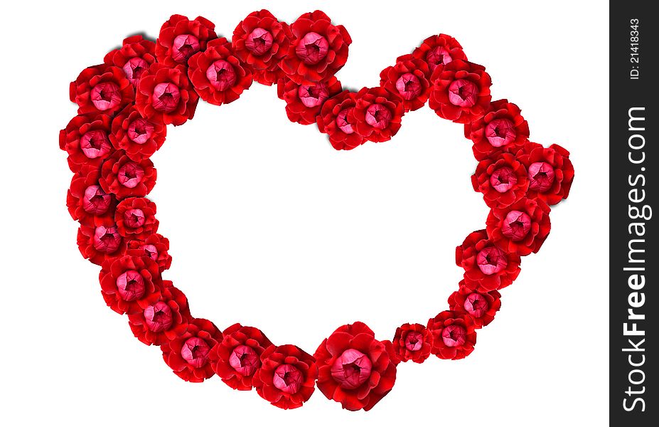 Rose heart frame isolated on white
