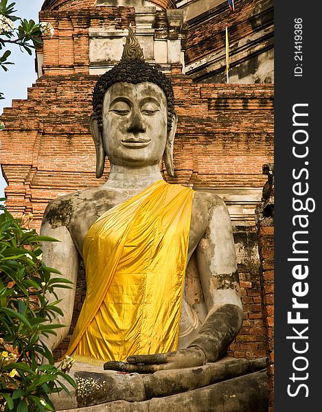 Ancient image buddha statue at Wat Yai Chaimongkon,Ayutthaya province Thailand