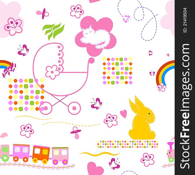 Cute babies seamless pattern for the girl.