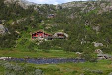 Wooden House Beside The River In The Mountains Royalty Free Stock Photography Wooden House Beside The River In The Mountains Royalty Free Stock Photography