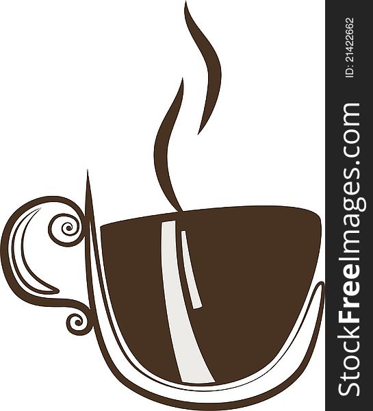 A cup of hot coffee, vector graphics