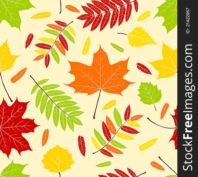 Autumn leaves. Seamless pattern. Vector background