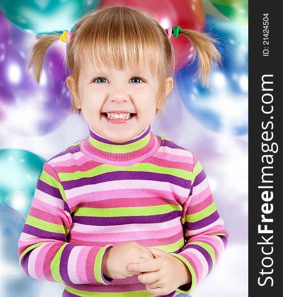 Foto-little girl holding balloons. Foto-little girl holding balloons