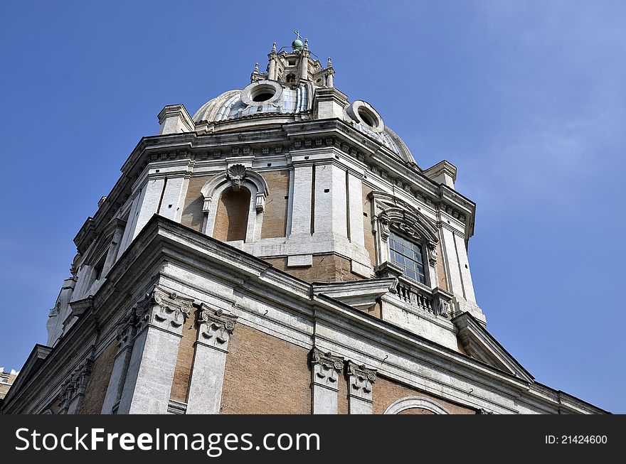 Tower church architecture at Victor Emanuel monument in historical center of Rome. Tower church architecture at Victor Emanuel monument in historical center of Rome