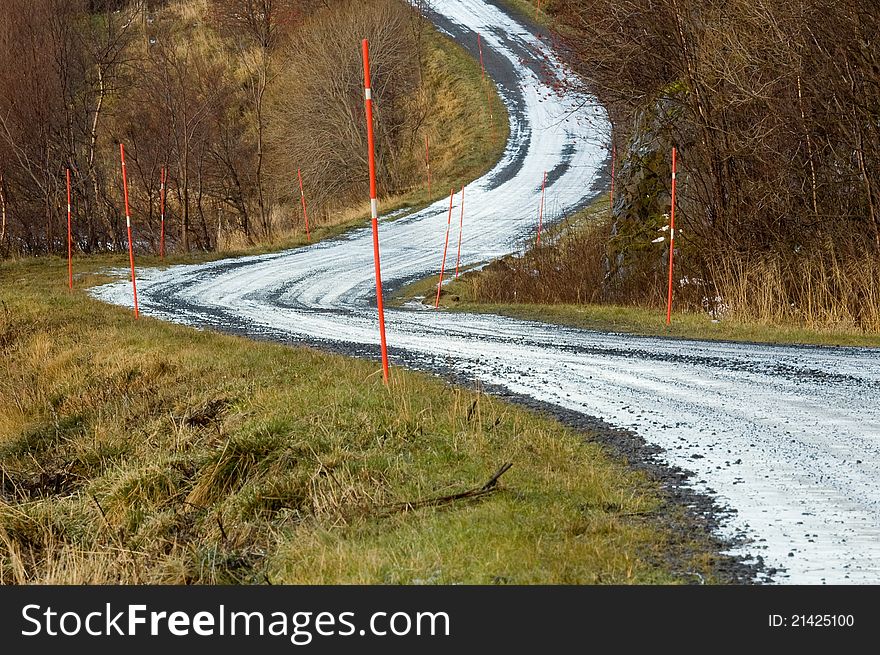 Road with ice in winter in Norway. Road with ice in winter in Norway