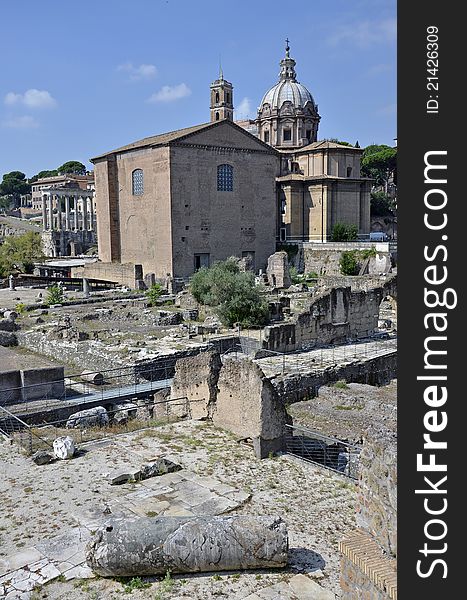 Panorama of ruins and historical center of Rome. Panorama of ruins and historical center of Rome