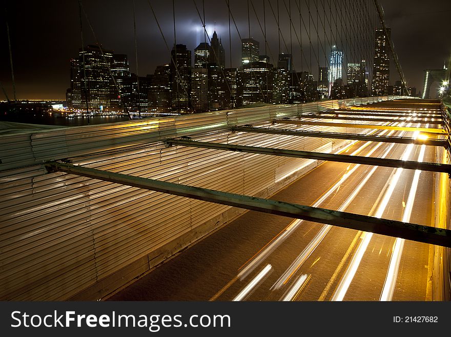 WTC Lights 2011 Brooklyn Bridge
