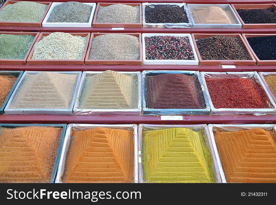 A display of colourful spices