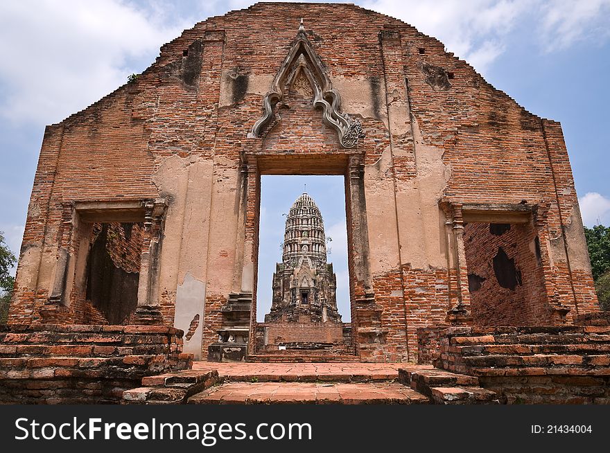 Ancient pagoda at RajburanaTemple Ayutthaya province Thailand. Ancient pagoda at RajburanaTemple Ayutthaya province Thailand