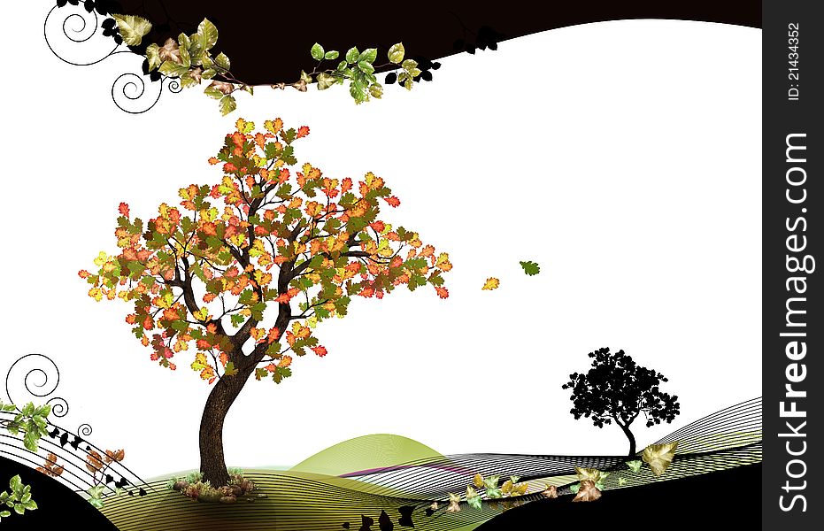 Nature header and footer with beech tree