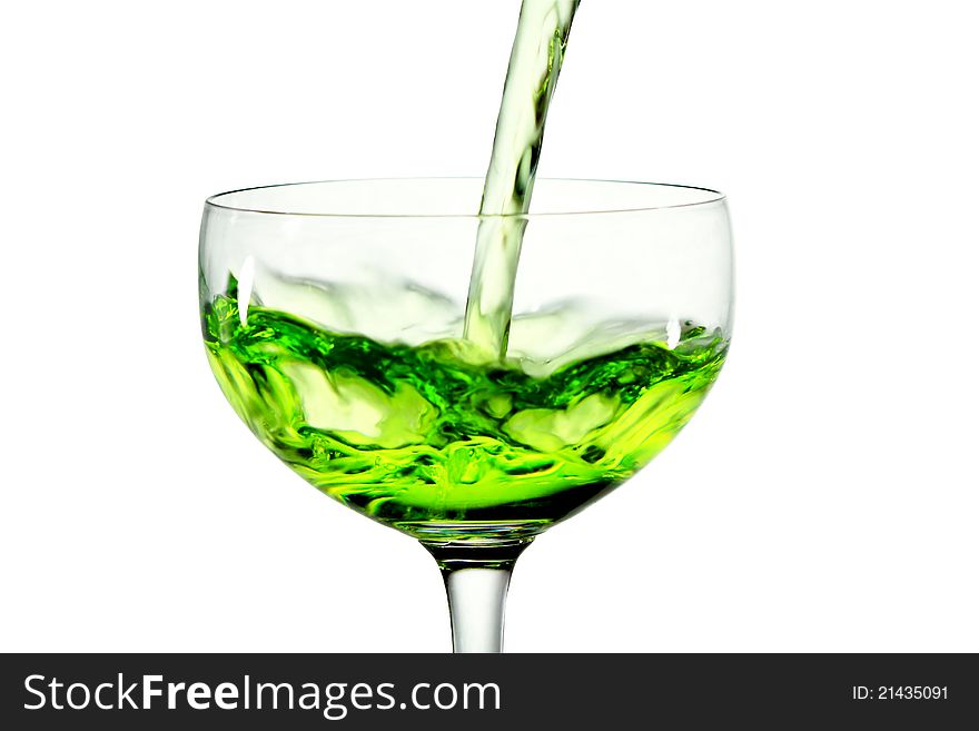 Pour drink into a cocktail glass of water ( Glass different ). Pour drink into a cocktail glass of water ( Glass different )