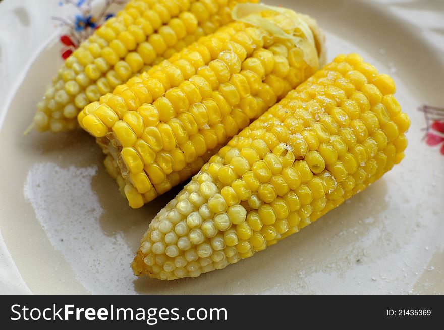 Delicious sweet corn after cooking