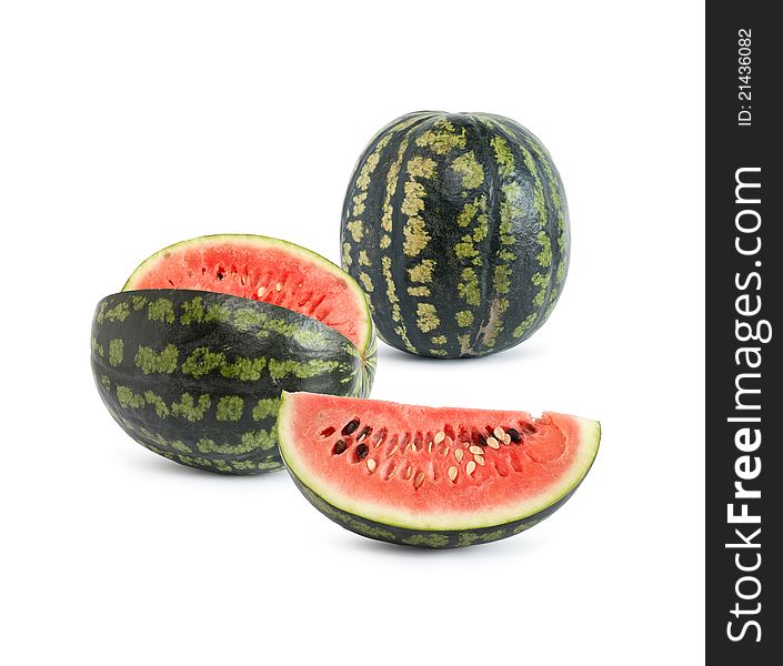 Two freshness watermelons on white background. Two freshness watermelons on white background