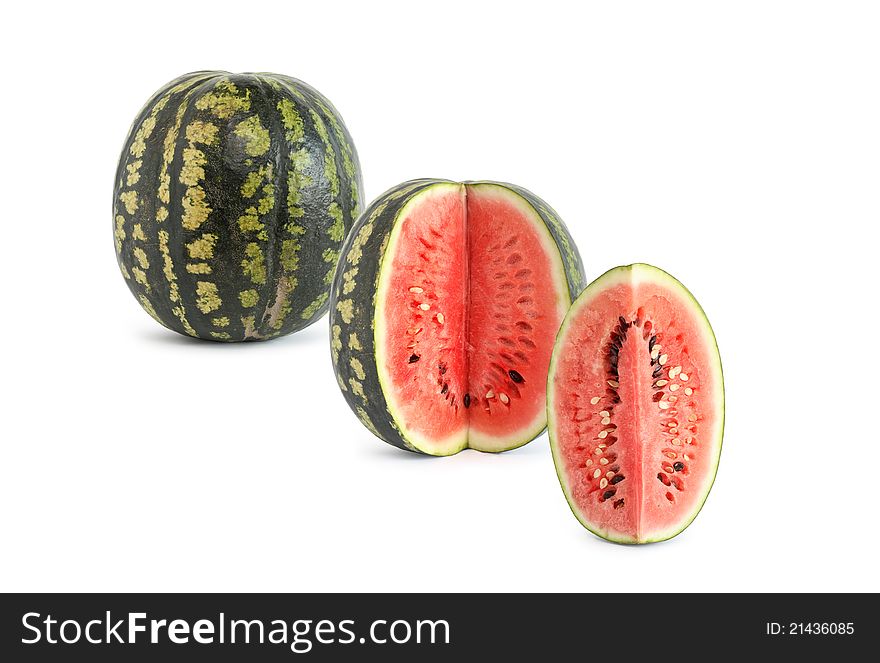 Two freshness watermelons on white background. Two freshness watermelons on white background