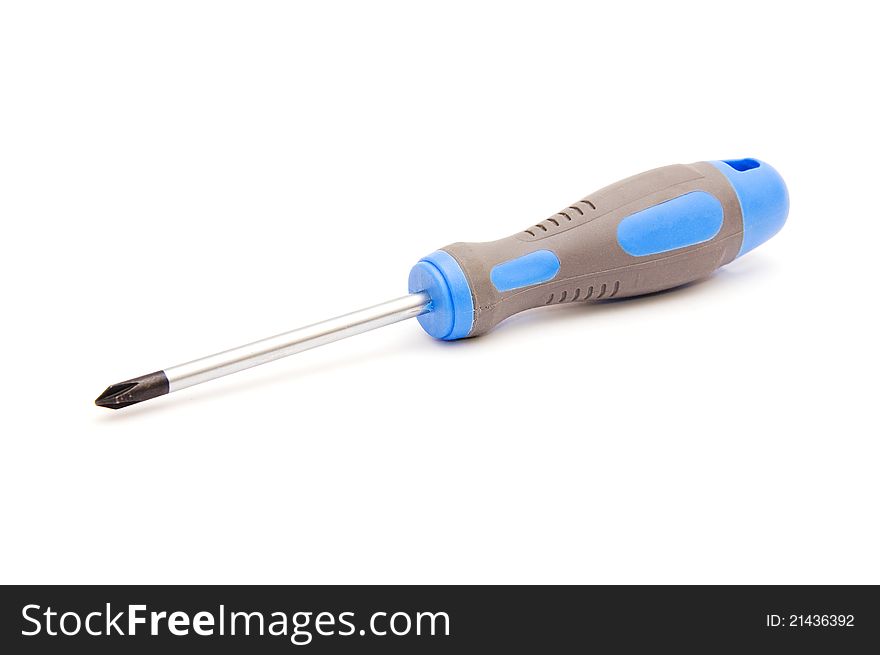 Blue gray Screwdriver on white background