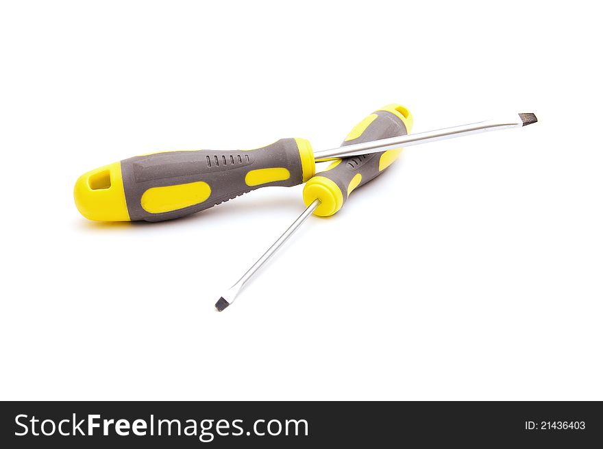 Two screwdrivers on white background