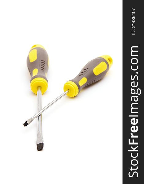 Two screwdrivers on white background