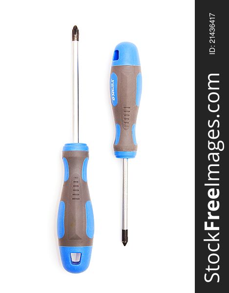 Two screwdrivers on white background