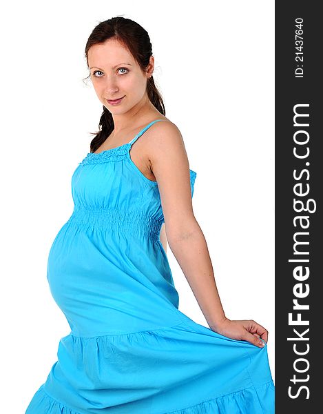 Beautiful pregnant woman in  blue dress. portrait. Beautiful pregnant woman in  blue dress. portrait