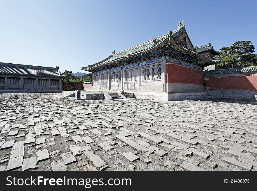 Ancient Chinese architecture in China's royal cemetery. Here is the Chinese Qing Dynasty Royal Mausoleum. It is located in northeast Beijing.