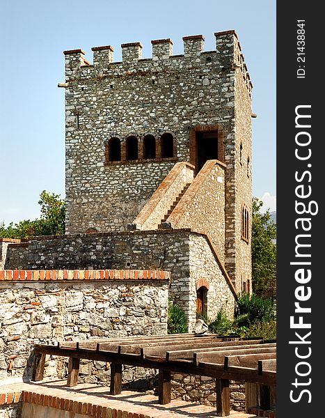 Exterior of Old fortress of Butrint city. Albania