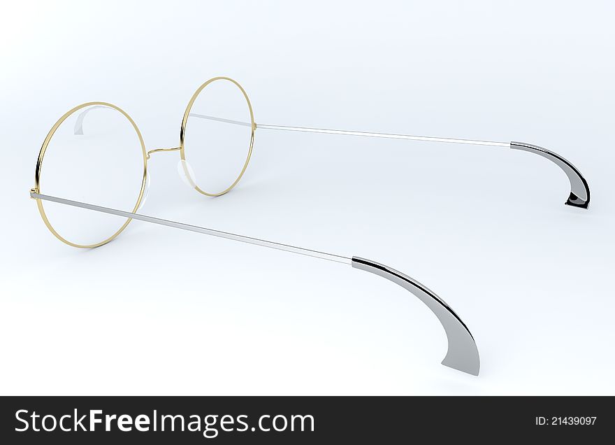 Round glasses on a white background