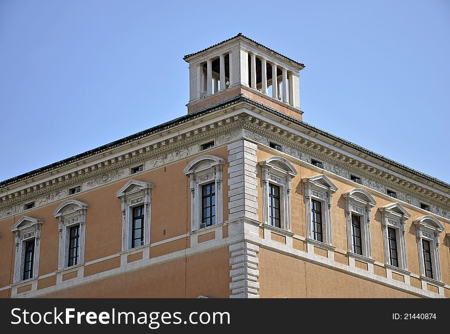 Yellow building corner in center of Rome. Yellow building corner in center of Rome