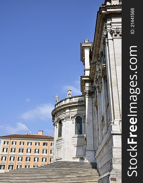 Santa Maria Maggiore church side stairs detail in Rome. Santa Maria Maggiore church side stairs detail in Rome