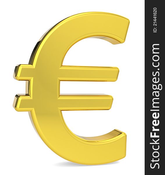 Euro symbol. Gold color. Standing