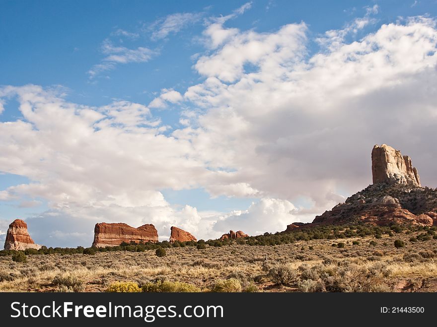 Sandstone rocks tower over desert at Vermillion Cliffs Arizona. Sandstone rocks tower over desert at Vermillion Cliffs Arizona