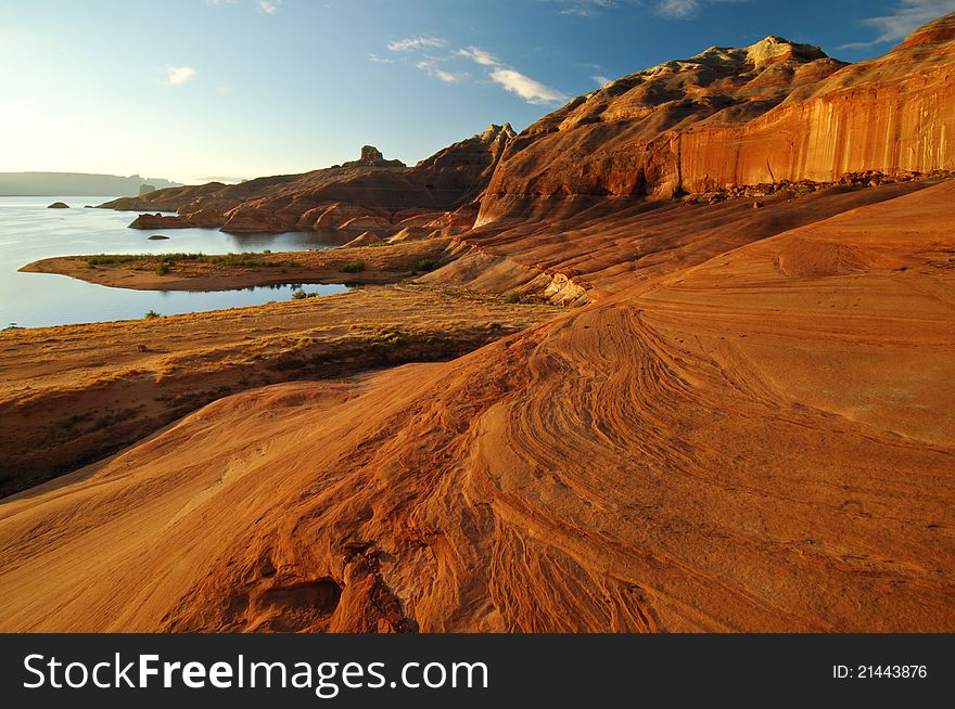 Red sandstone formations Lake Powell