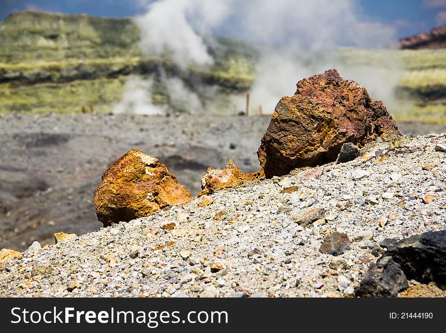 A rock on the Sulphur volcano in the south of Japan