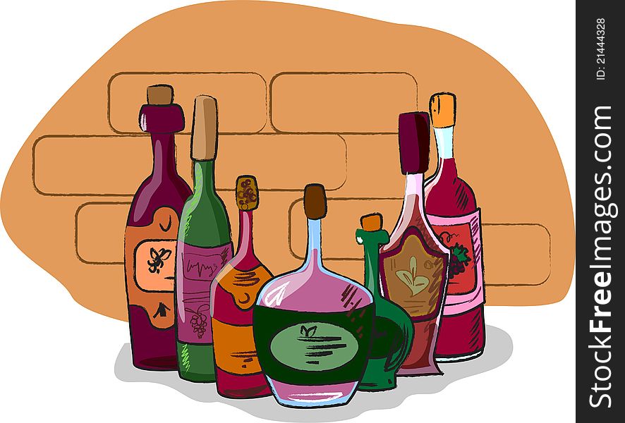 Vector collection of wine bottles, illustration picture