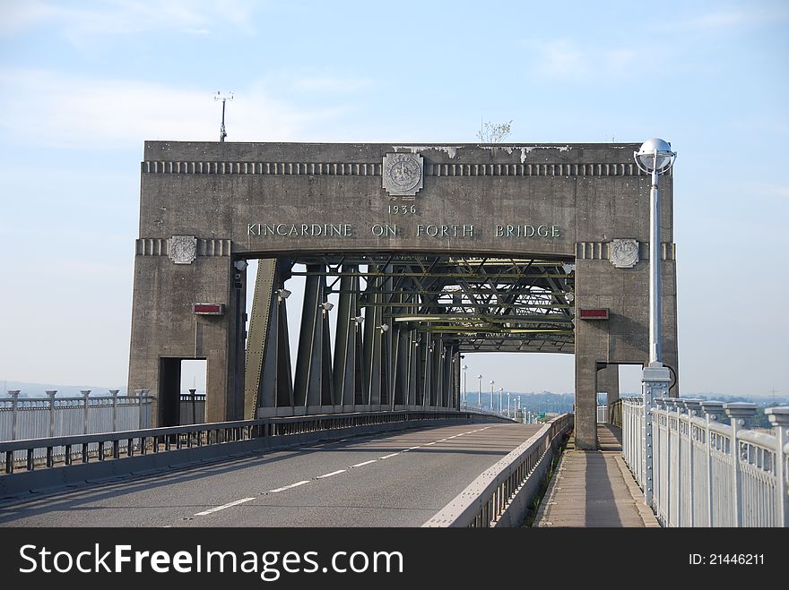 A view of the centre span of the original Kincardine on Forth crossing in Fife. A view of the centre span of the original Kincardine on Forth crossing in Fife