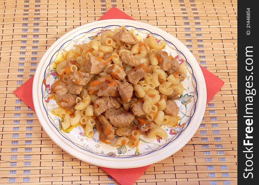 Homemade meal - pasta with meat