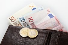 Wallet With Euros Royalty Free Stock Photos