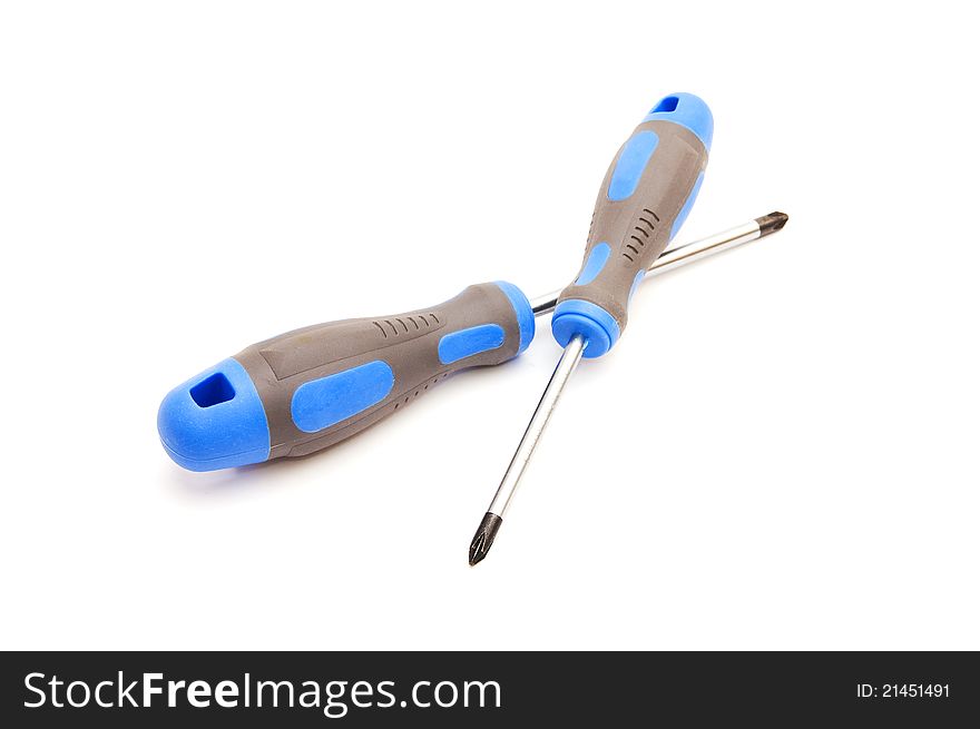 Two screwdrivers on white background