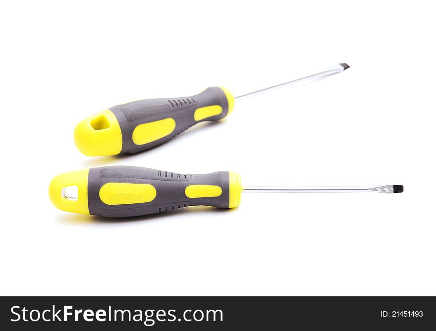 Two screwdrivers on white background