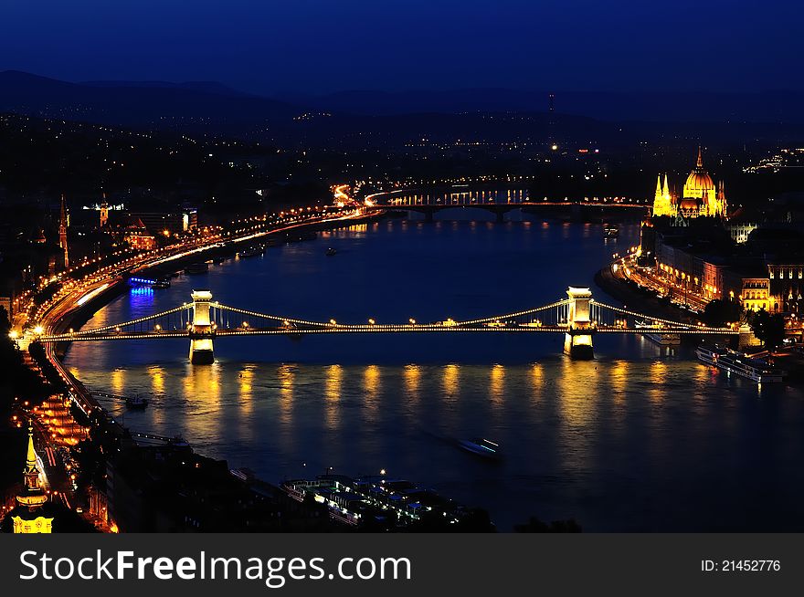 Sight of Budapest from Citadel, early evening. Sight of Budapest from Citadel, early evening.