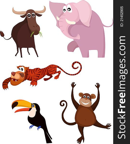 Illustration of a cute animal set