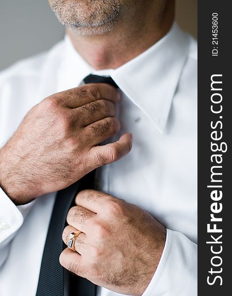 Men white shirt detail with tie