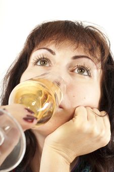 The Girl Drinks Champagne Stock Photos
