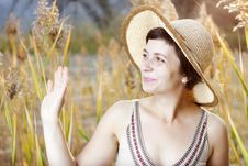 Portrait Of Beautiful Brunette Woman In Summer Stock Image Portrait Of Beautiful Brunette Woman In Summer Stock Image